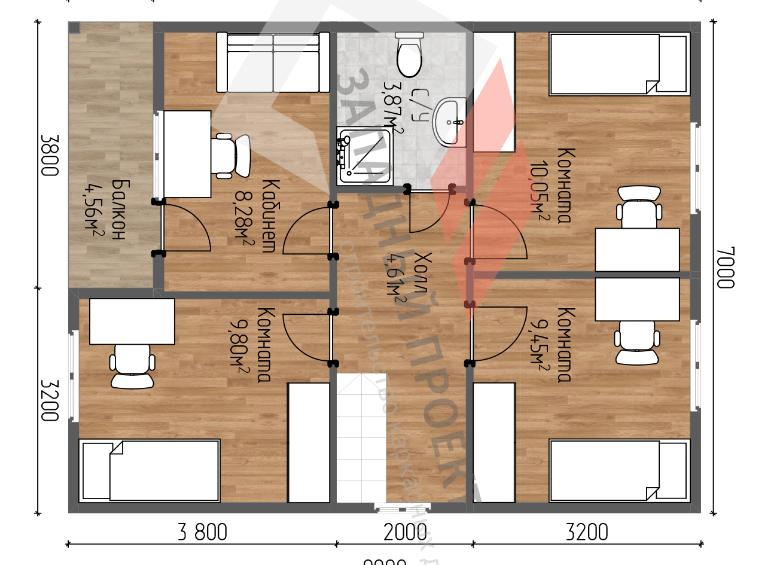 Проект каркасного дома Йоханнесбург план 2