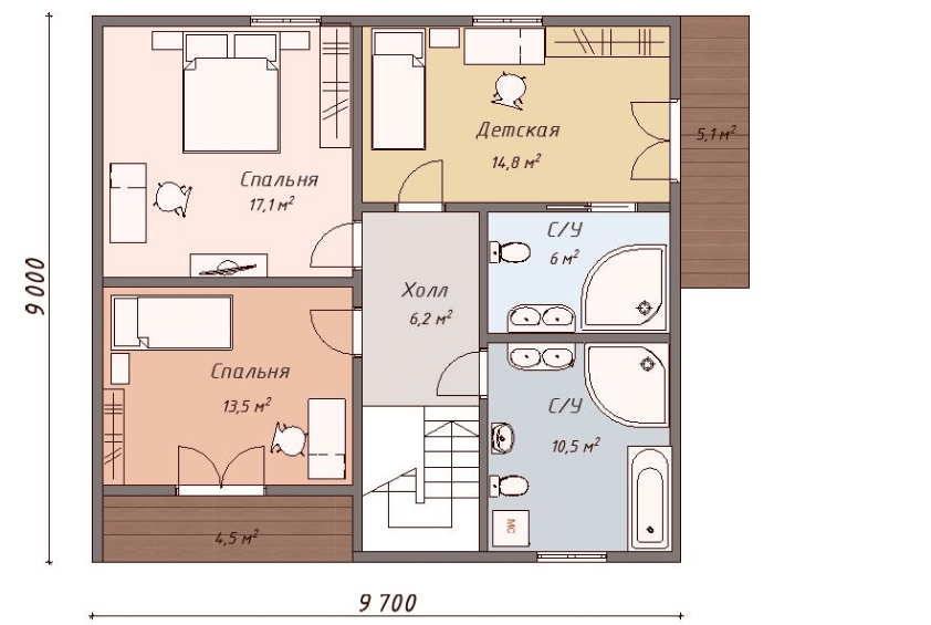 Проект каркасного дома Адель план 2