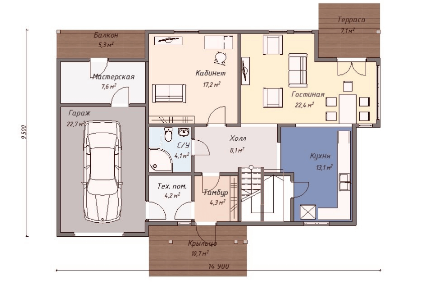 Проект каркасного дома Адель план