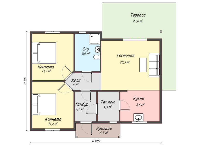 Проект каркасного дома Брайтон план