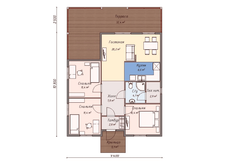 Проект каркасного дома Браун план