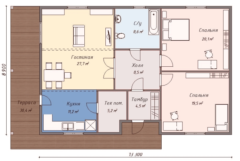 Проект каркасного дома Даллас план