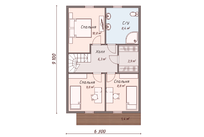 Проект каркасного дома Джульет план 2