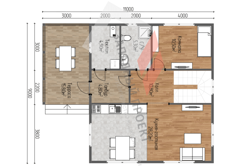 Проект каркасного дома Эссен план