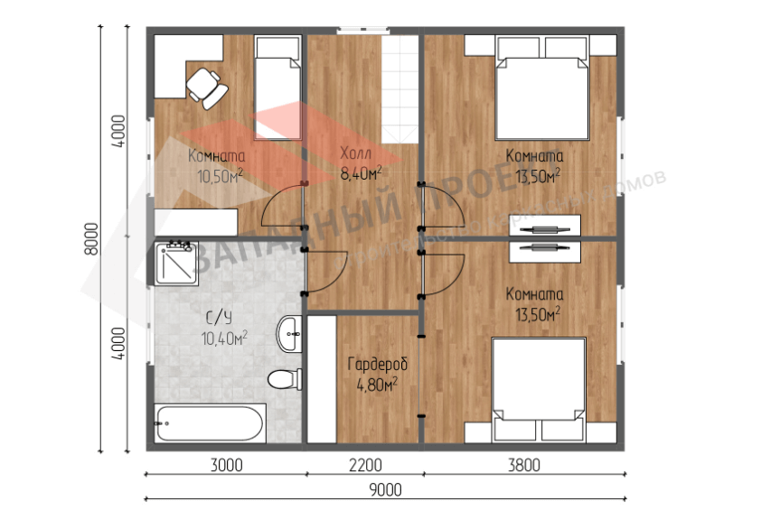 Проект каркасного дома Эссен план 2