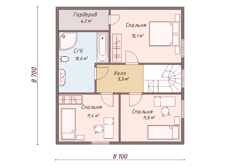 Проект каркасного дома Гарвард план 2