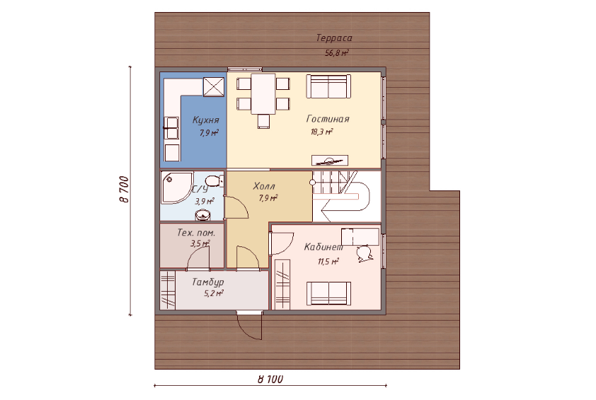 Проект каркасного дома Гарвард план