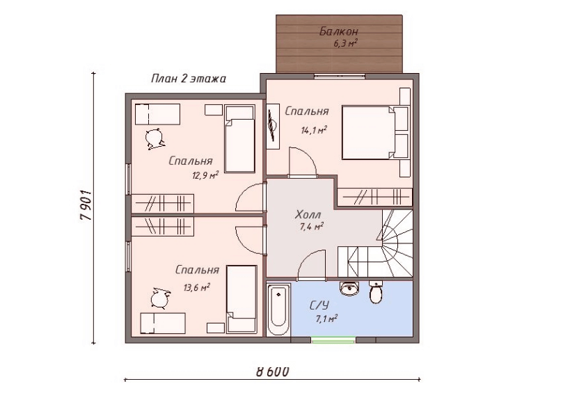 Проект каркасного дома Йорквилль план 2