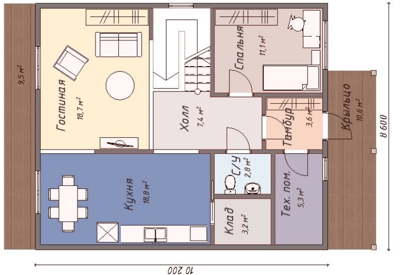 Проект каркасного дома Конкорд план