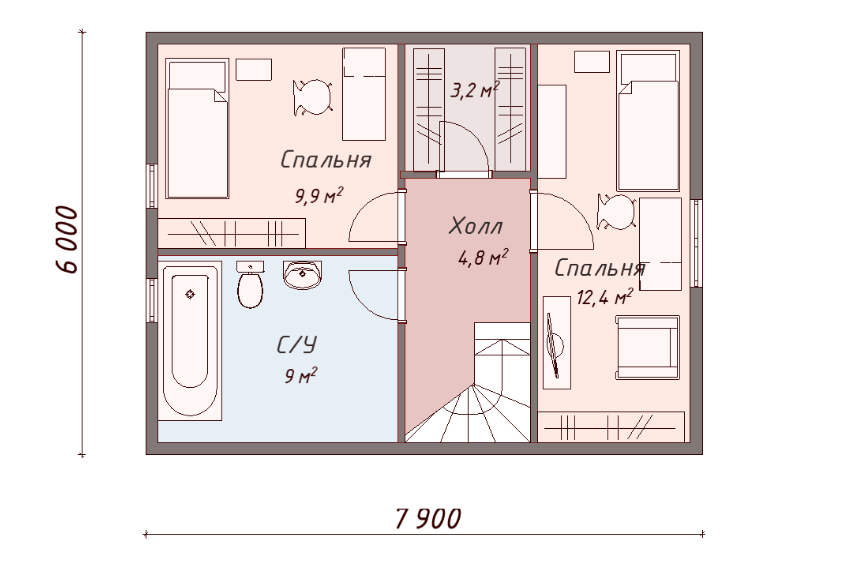 Проект каркасного дома Креско план 2