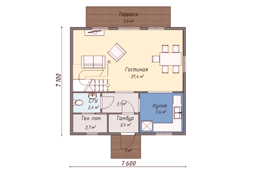 Проект каркасного дома Лестер план