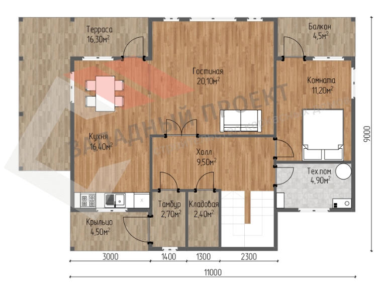 Проект каркасного дома Луизиана план