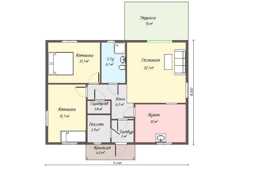 Проект каркасного дома Маклин план
