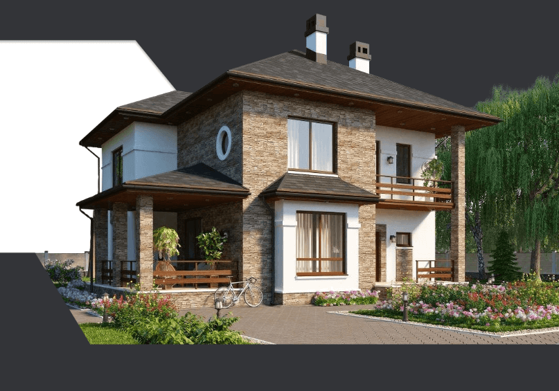 Проект каркасного дома Манчестер фасад 7