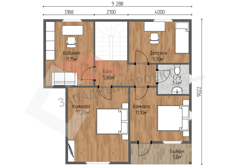 Проект каркасного дома Манчестер план 2