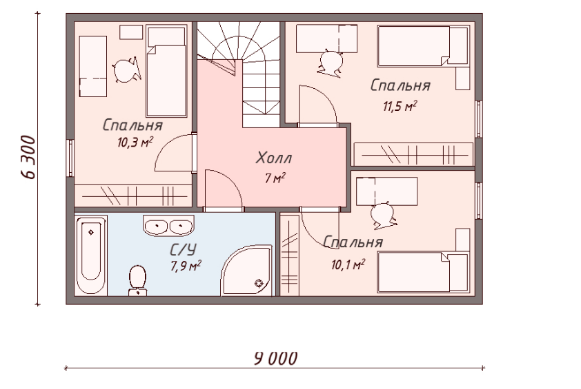 Проект каркасного дома Маршфилд план 2