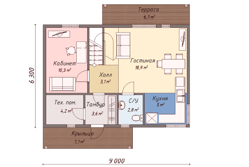 Проект каркасного дома Маршфилд план