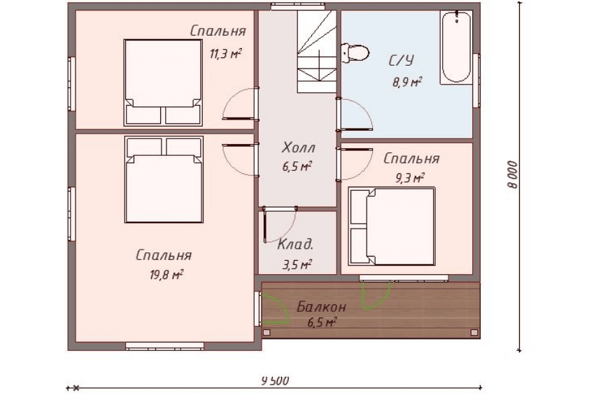 Проект каркасного дома Мемфис план 2
