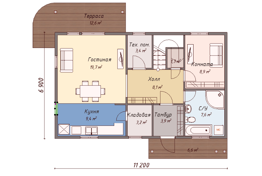 Проект каркасного дома Меридиан план