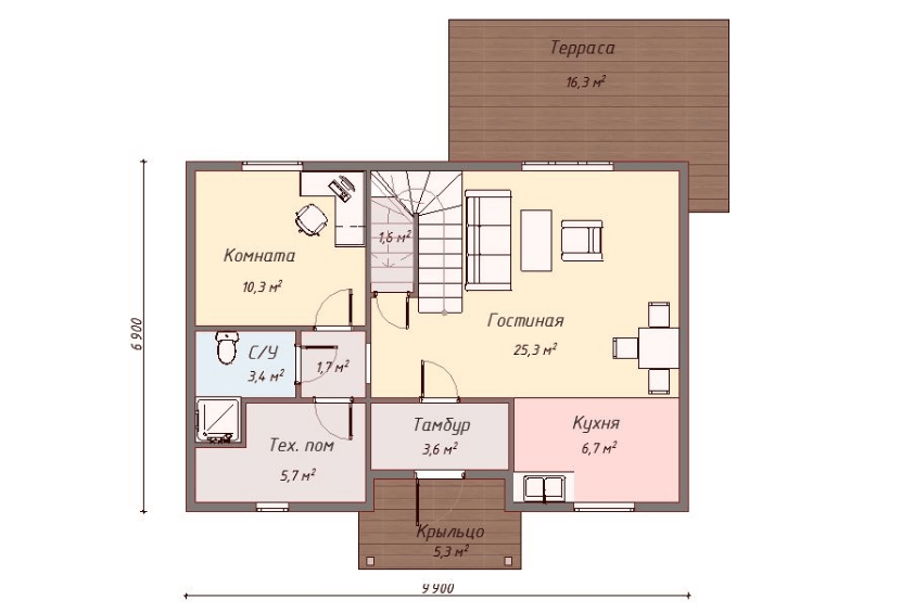 Проект каркасного дома Милфорд план