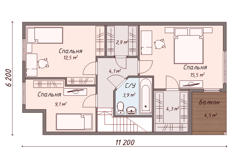 Проект каркасного дома Нортвуд план 2