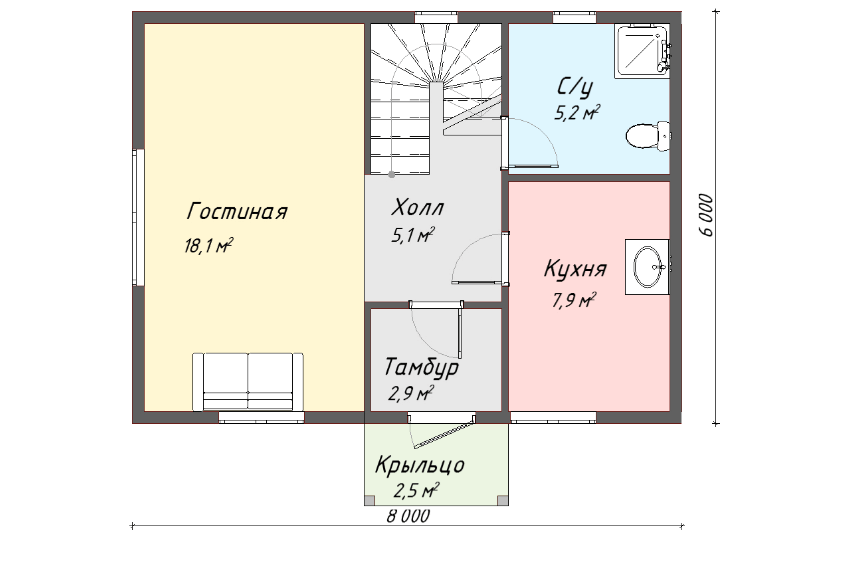 Проект каркасного дома Онтарио план