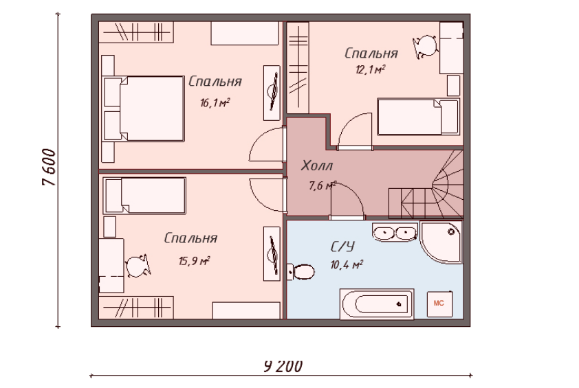 Проект каркасного дома Остего план 2