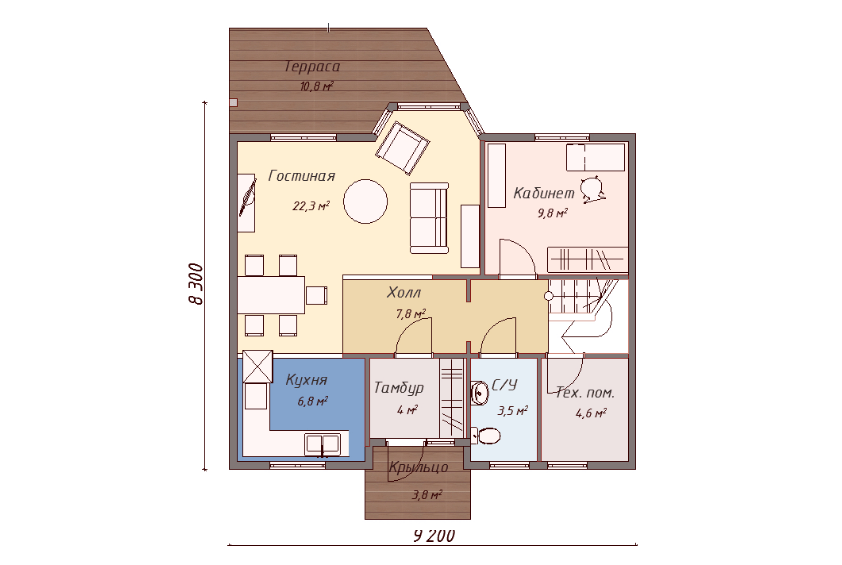 Проект каркасного дома Остего план