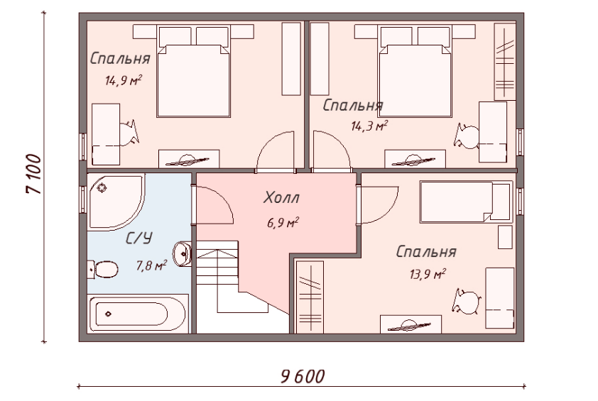 Проект каркасного дома Палмер план 2
