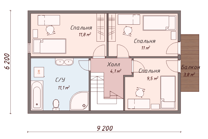 Проект каркасного дома Пауэлл план 2