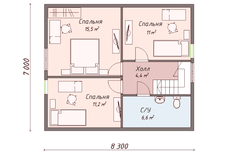 Проект каркасного дома Перри план 2