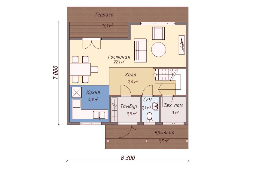 Проект каркасного дома Перри план