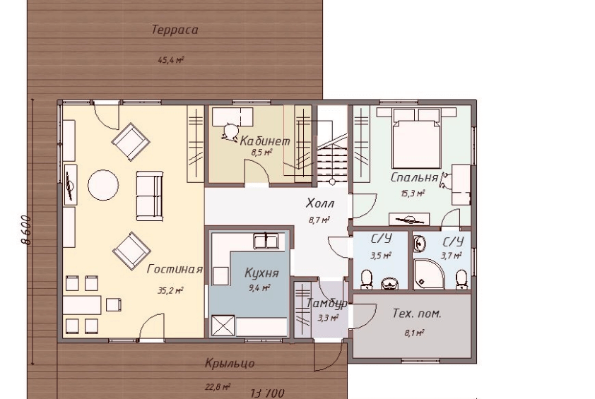 Проект каркасного дома Сан Диего план
