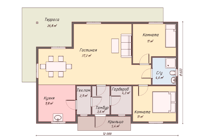 Проект каркасного дома Сиэтл план 2