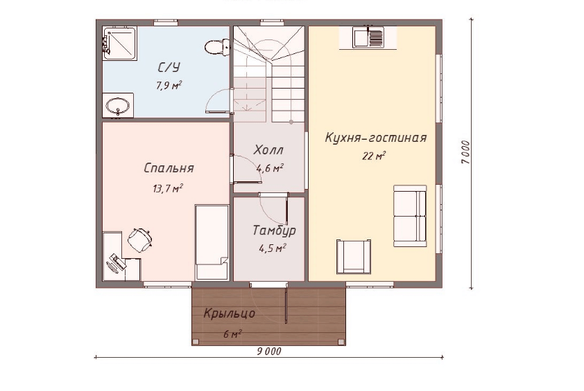 Проект каркасного дома Спрингфилд план