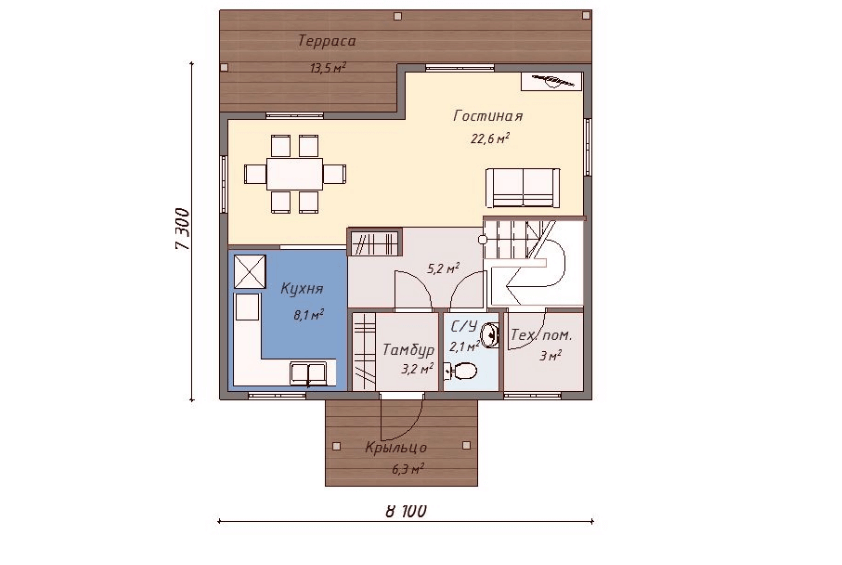 Проект каркасного дома Стемфорд план