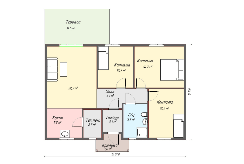 Проект каркасного дома Стонтон план