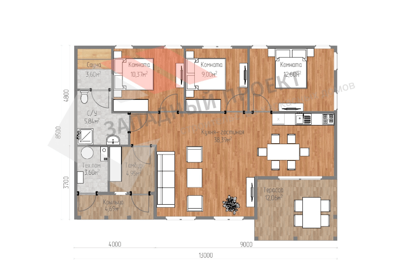 Проект каркасного дома Тахома план 2