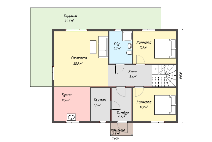 Проект каркасного дома Вилла Парк план