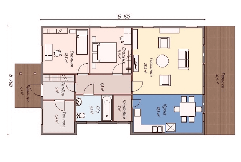 Проект каркасного дома Виллас-2 план