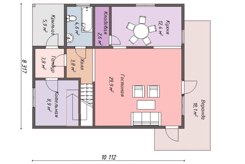 Проект каркасного дома Вирджиния план