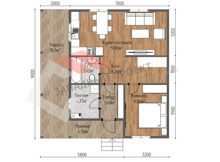 Проект каркасного дома Йоханнесбург план